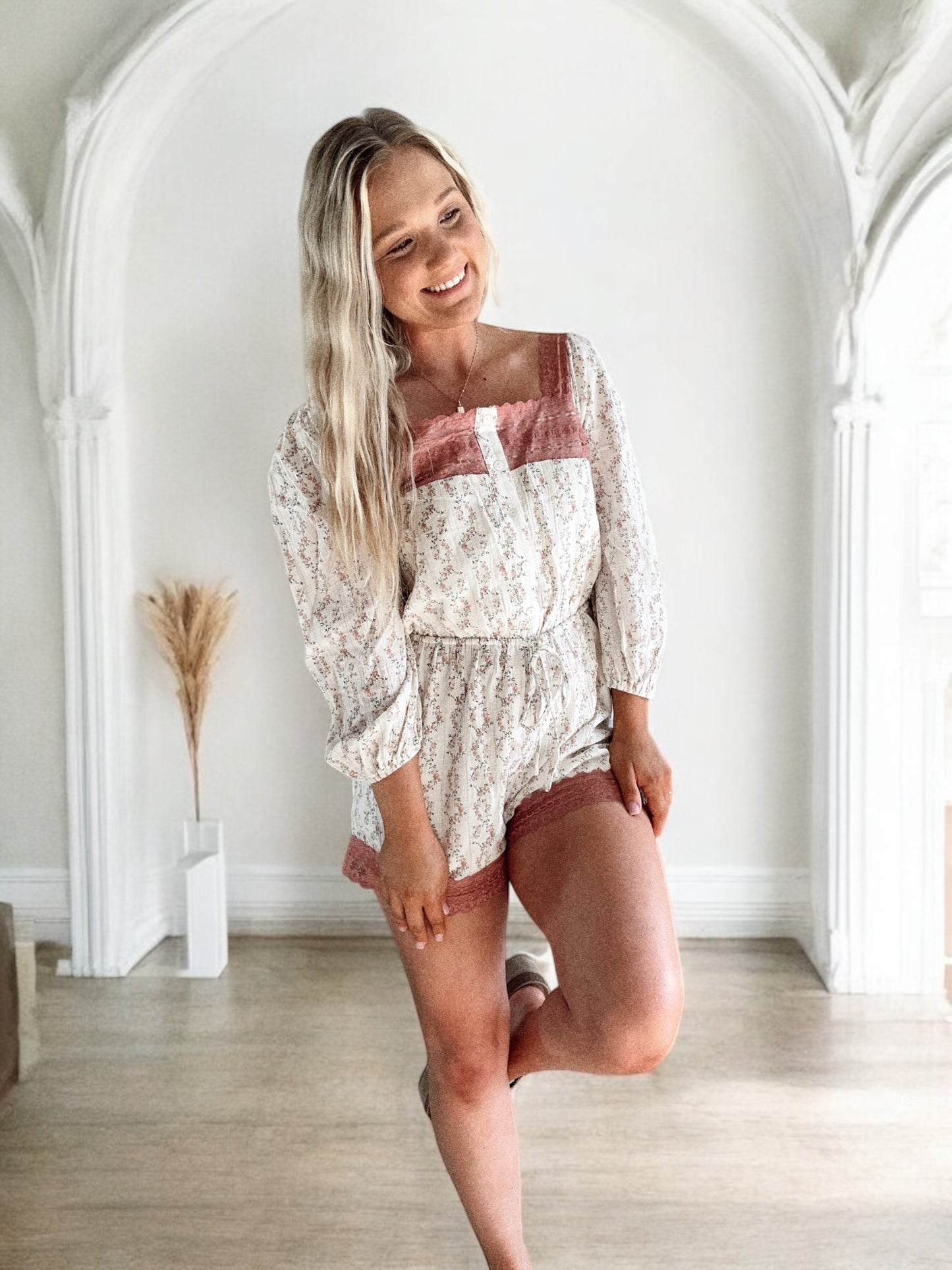 Ditsy Floral Lace Romper
