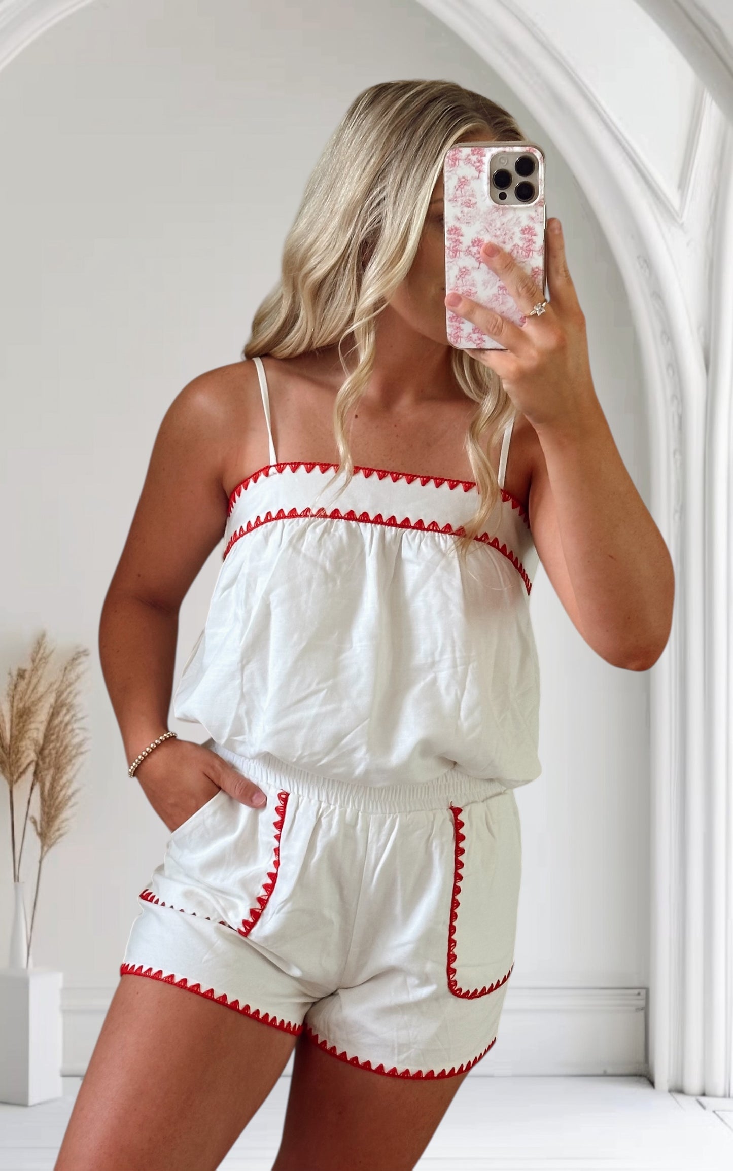 Scallop stitched top and shorts set