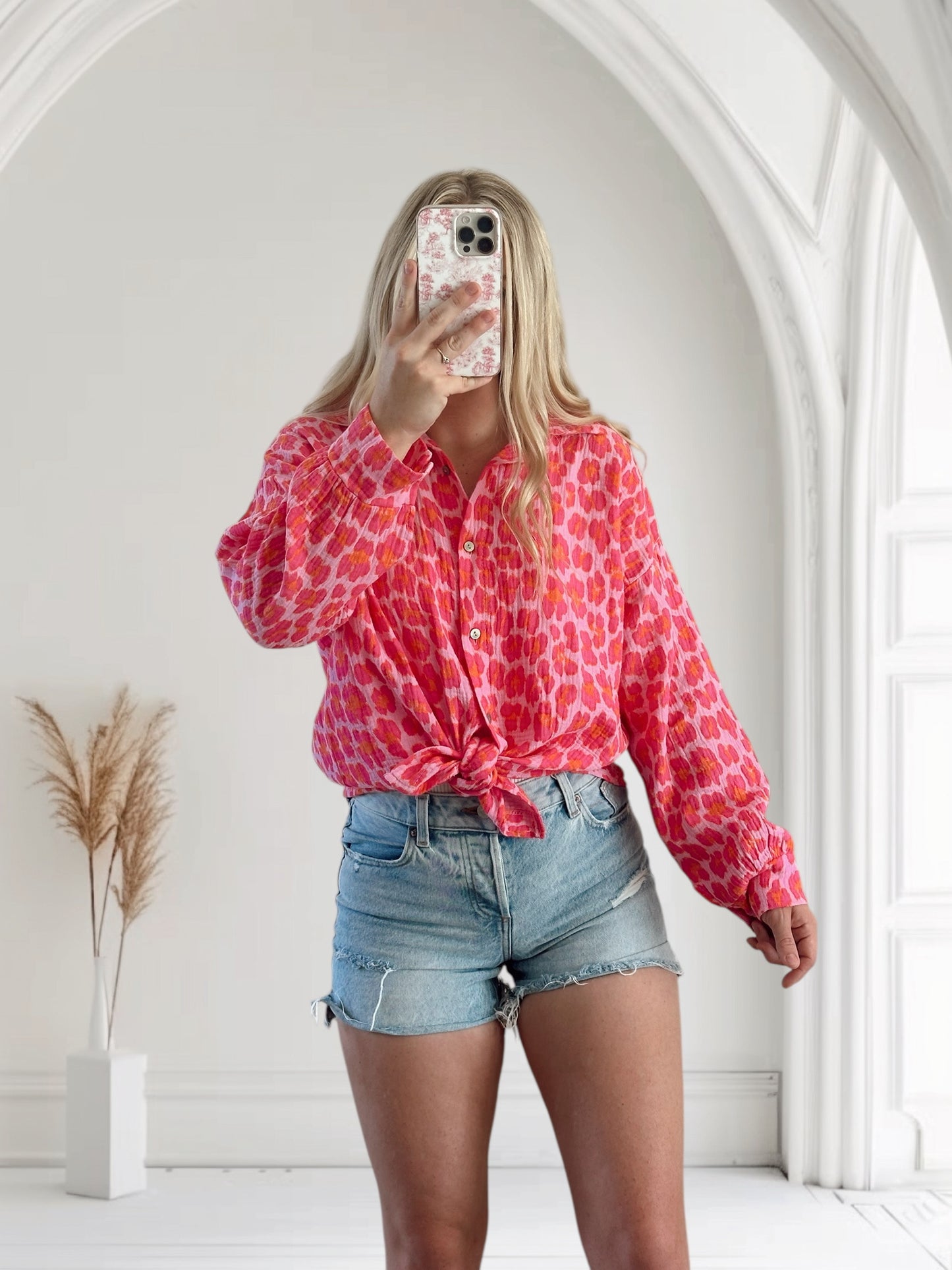 Hot Pink Leopard Button Up