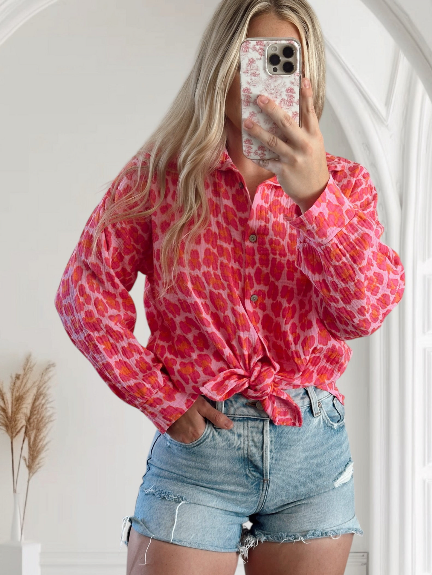 Hot Pink Leopard Button Up
