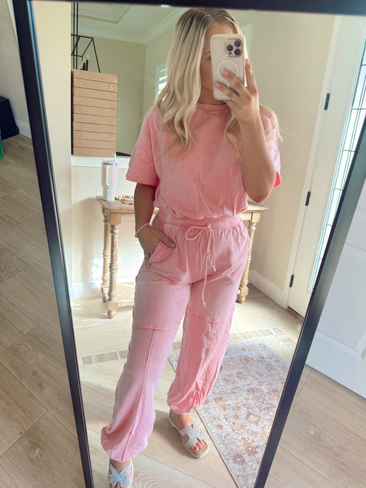 Cotton Candy Mineral Wash Jumpsuit